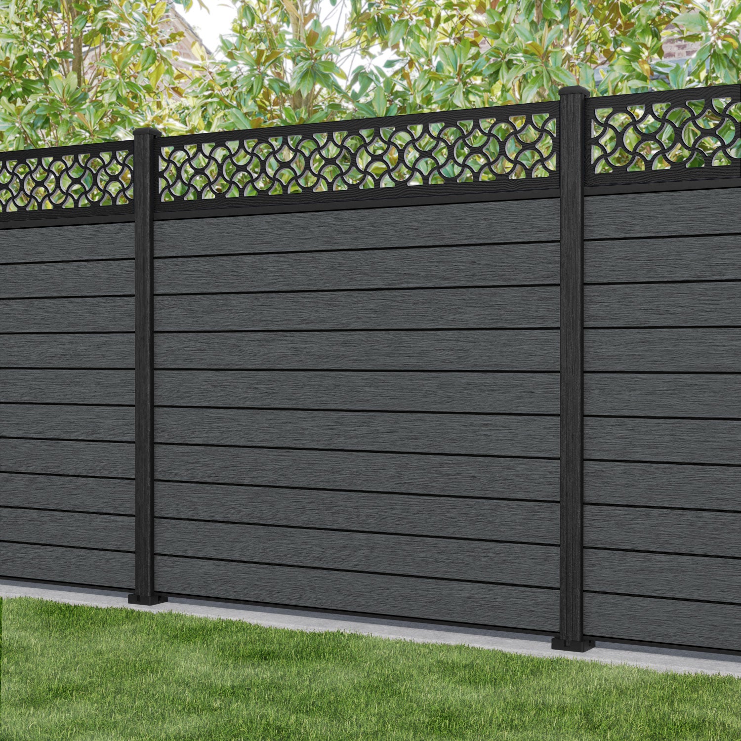 Fusion Vida Fence Panel - Dark Grey - with our composite posts