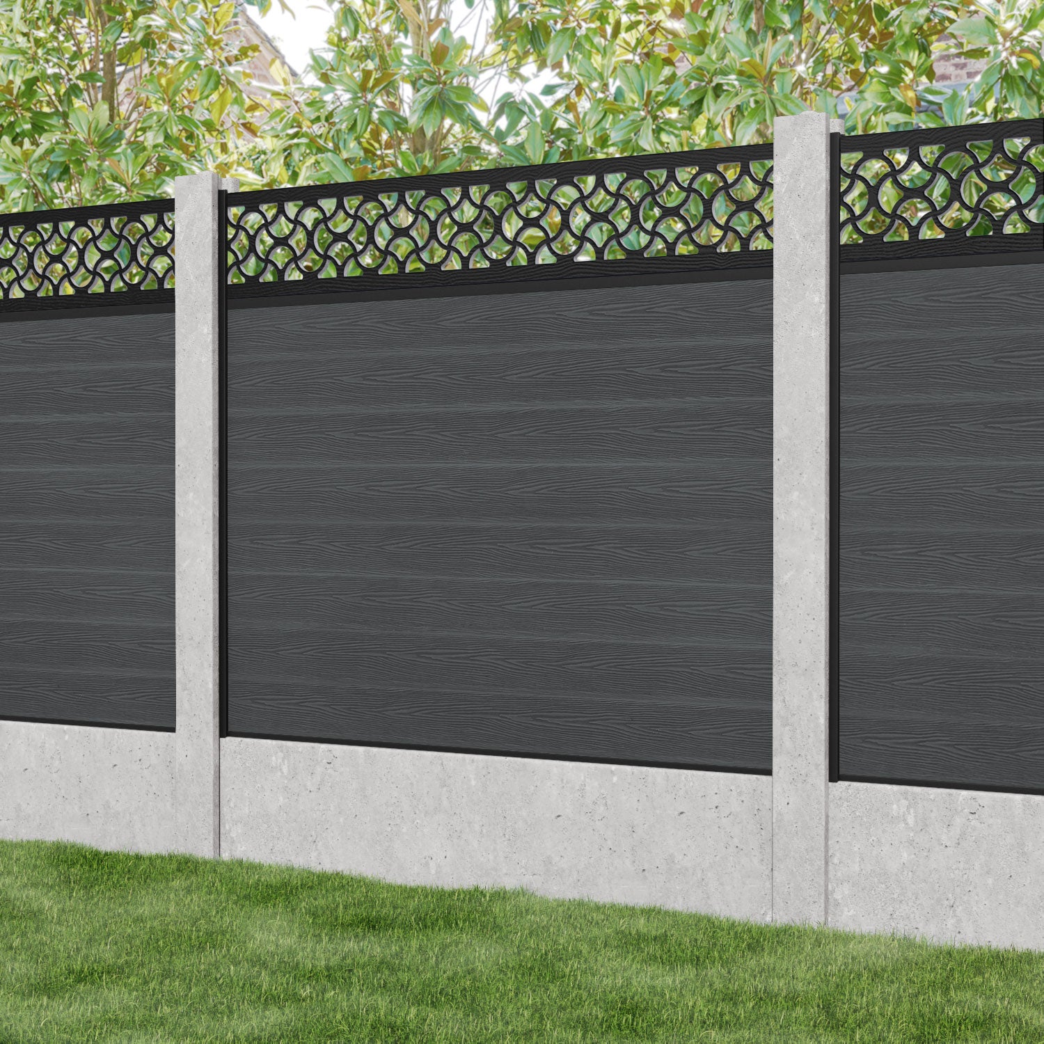 Classic Vida Fence Panel - Dark Grey - for existing concrete posts