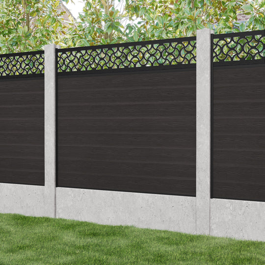 Classic Vida Fence Panel - Dark Oak - for existing concrete posts