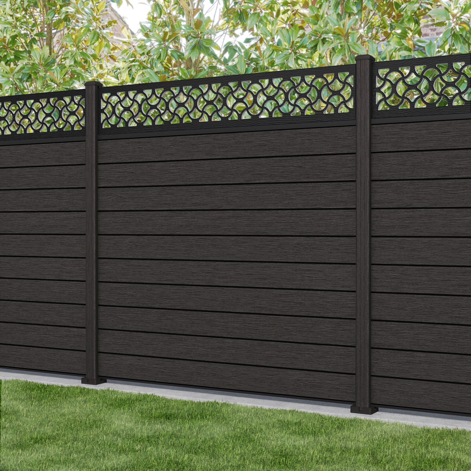Fusion Vida Fence Panel - Dark Oak - with our composite posts