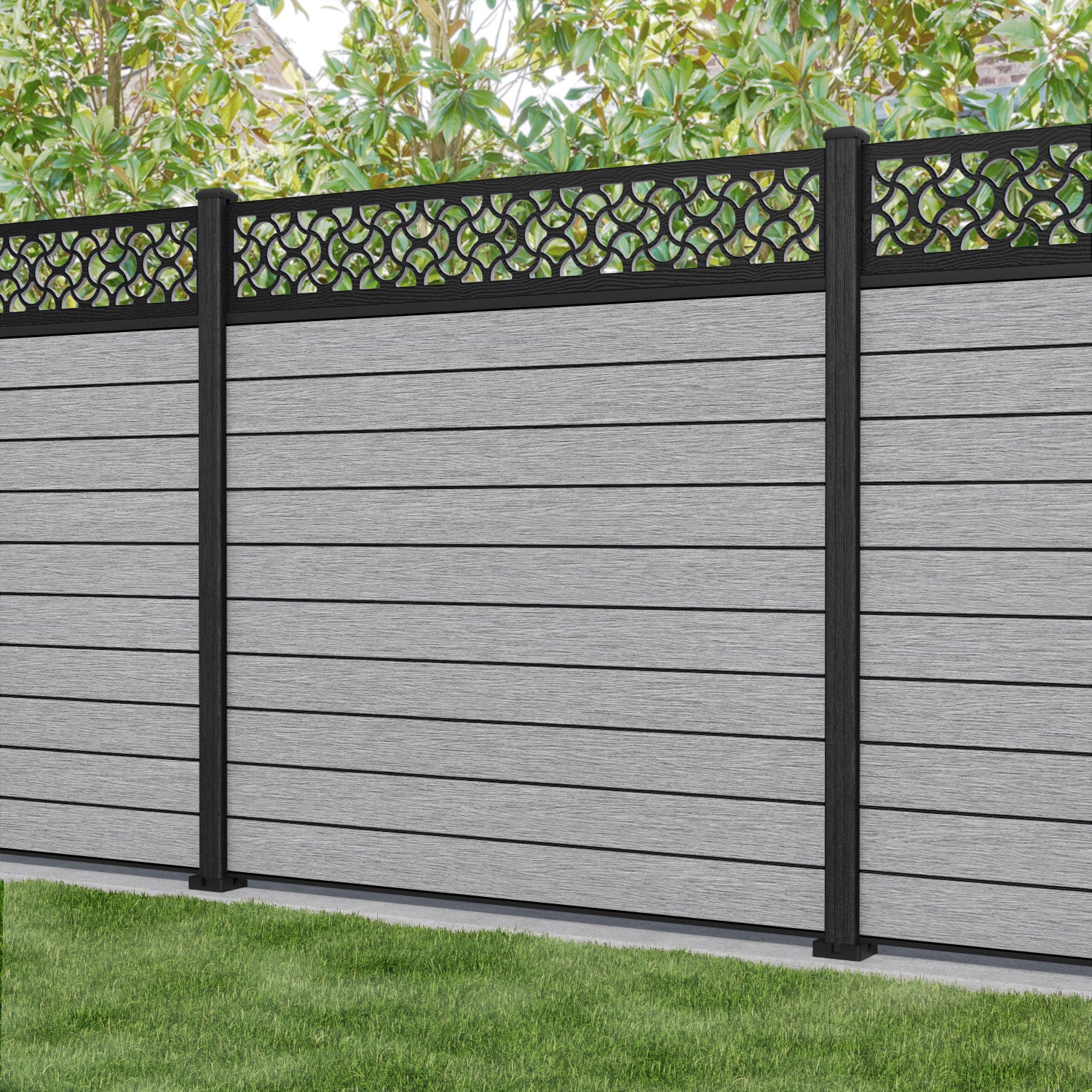 Fusion Vida Fence Panel - Light Grey - with our composite posts
