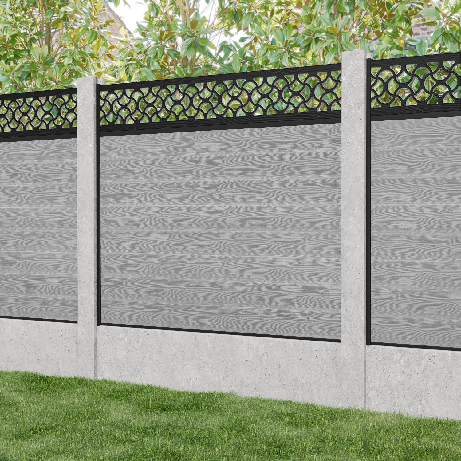 Classic Vida Fence Panel - Light Grey - for existing concrete posts