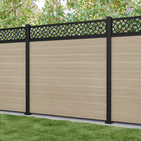 Classic Vida Fence Panel - Light Oak - with our aluminium posts