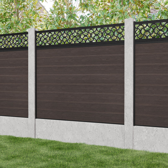 Classic Vida Fence Panel - Mid Brown - for existing concrete posts