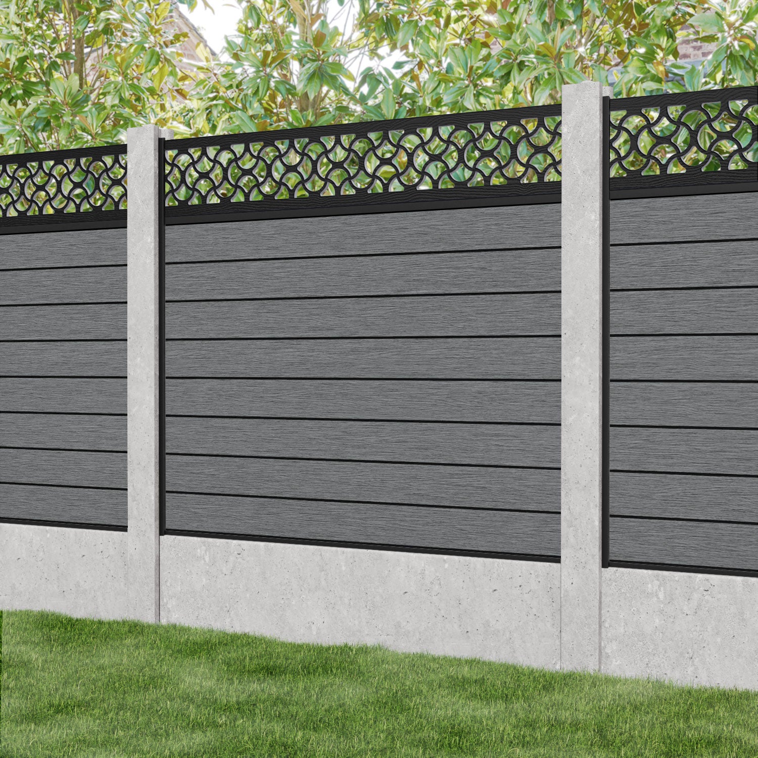 Fusion Vida Fence Panel - Mid Grey - for existing concrete posts
