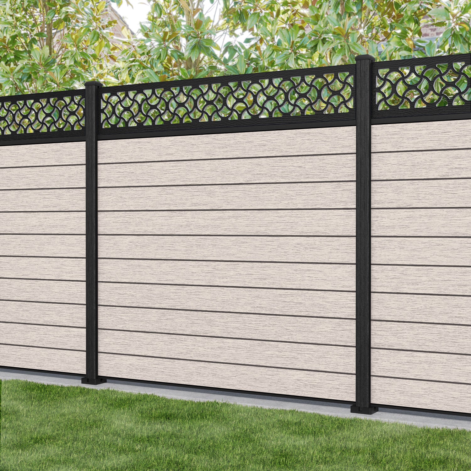 Fusion Vida Fence Panel - Mid Stone - with our composite posts