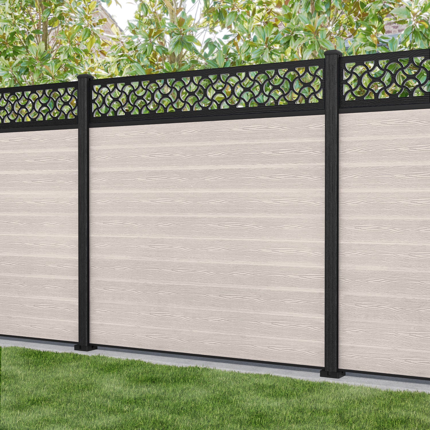 Classic Vida Fence Panel - Mid Stone - with our composite posts
