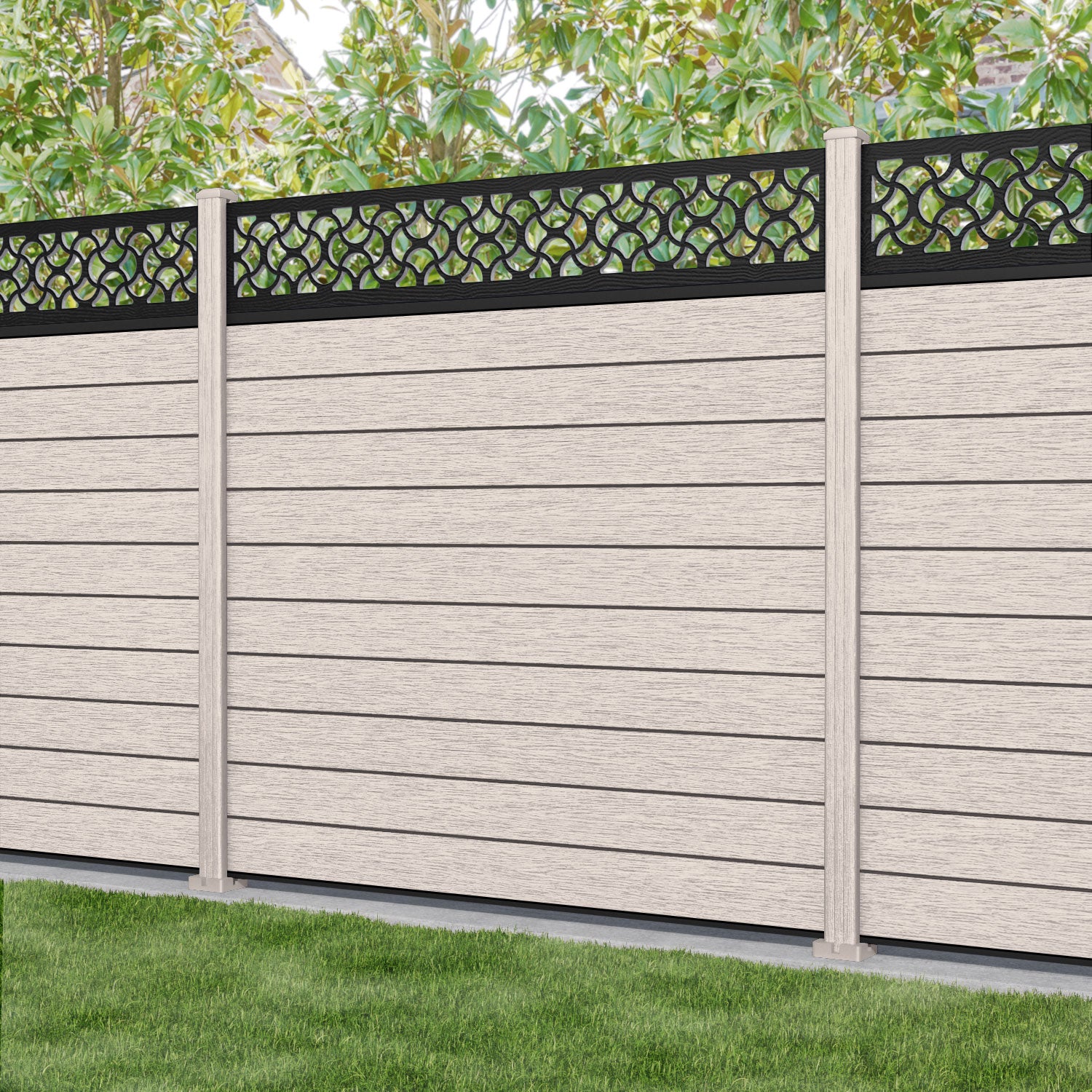 Fusion Vida Fence Panel - Mid Stone - with our composite posts