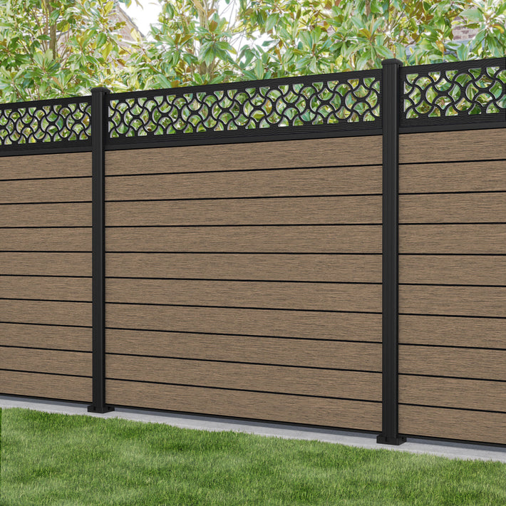 Fusion Vida Fence Panel - Teak - with our aluminium posts