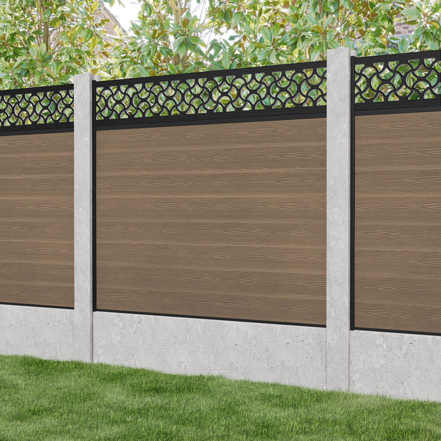 Classic Vida Fence Panel - Teak - for existing concrete posts