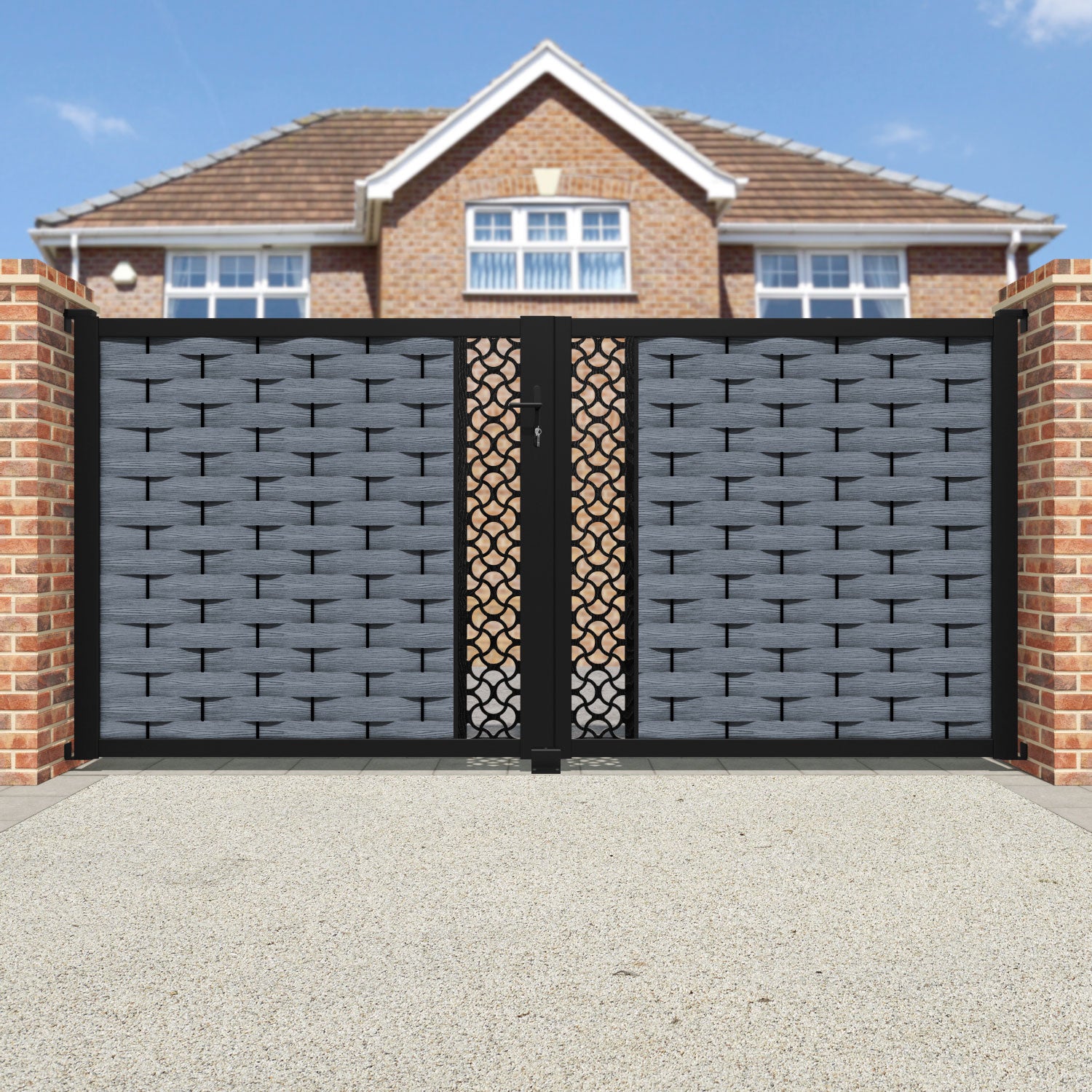 Ripple Vida Straight Top Driveway Gate - Anthracite - Middle Screen