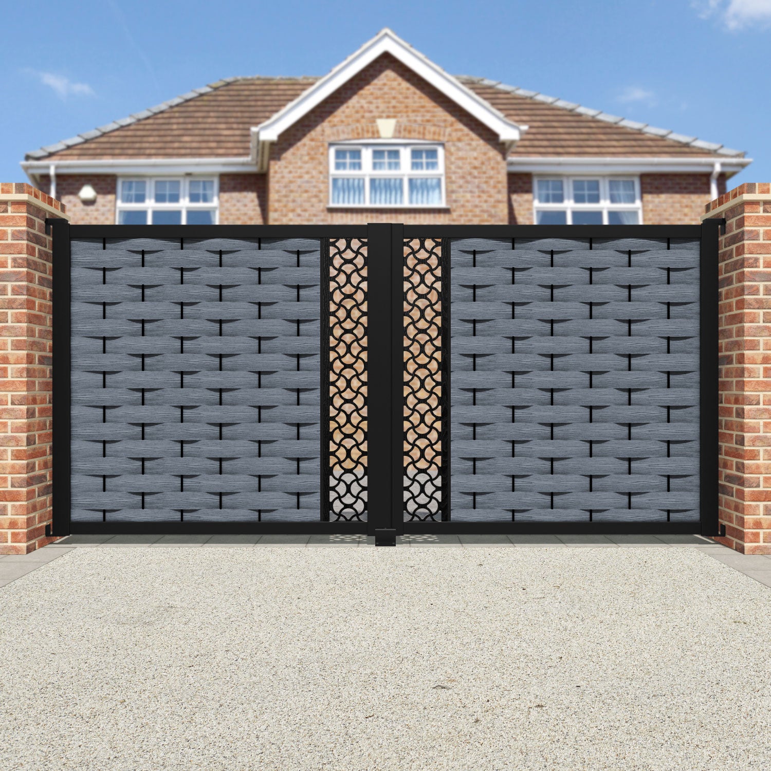 Ripple Vida Straight Top Driveway Gate - Anthracite - Middle Screen