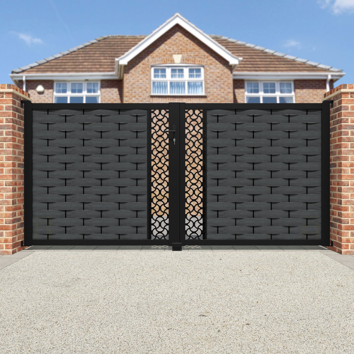 Ripple Vida Straight Top Driveway Gate - Dark Grey - Middle Screen