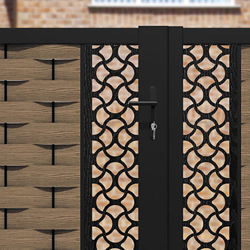 Ripple Vida Straight Top Driveway Gate - Teak - Middle & End Screen