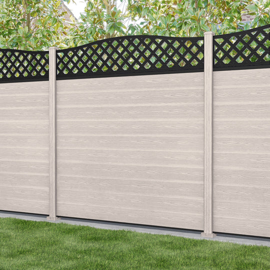 Classic High Wave Fence Panel - Mid Stone - with our composite posts