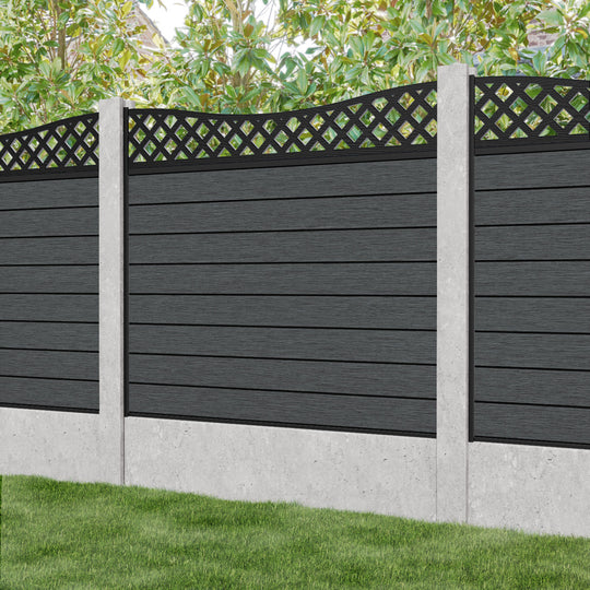 Fusion Low Wave Fence Panel - Dark Grey - for existing concrete posts
