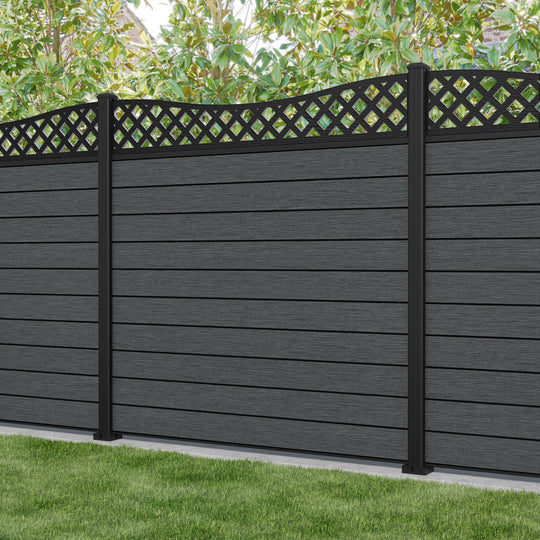 Fusion Low Wave Fence Panel - Dark Grey - with our aluminium posts