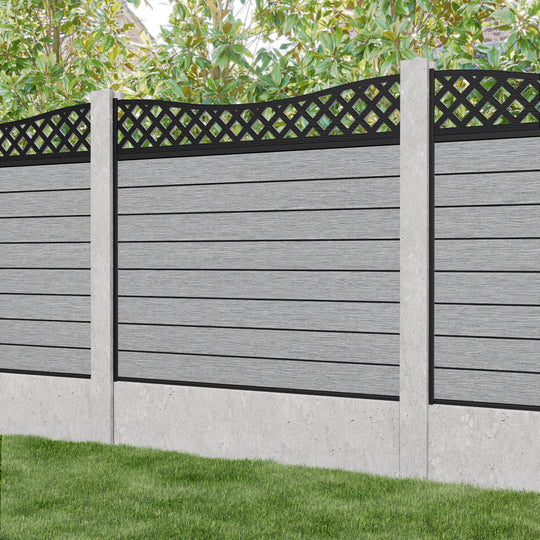 Fusion Low Wave Fence Panel - Light Grey - for existing concrete posts