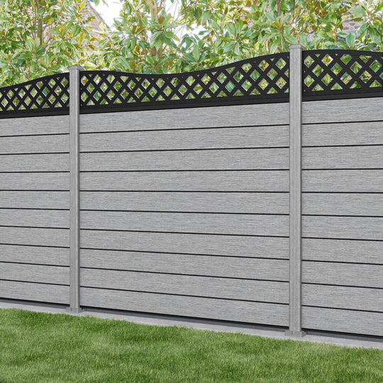 Fusion Low Wave Fence Panel - Light Grey - with our composite posts