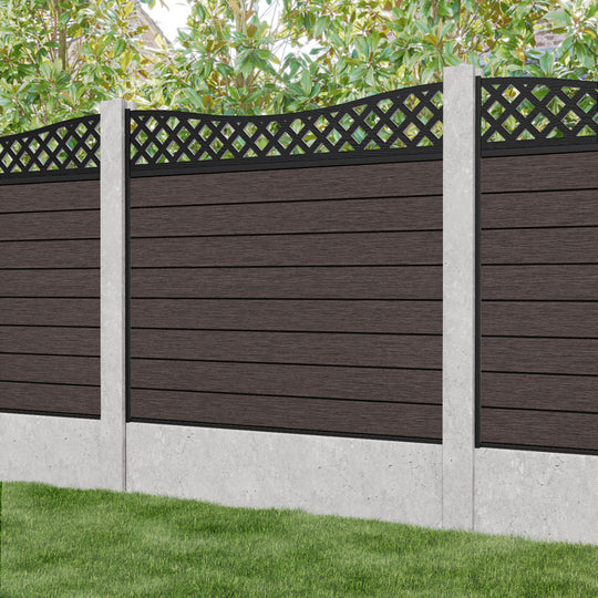 Fusion Low Wave Fence Panel - Mid Brown - for existing concrete posts