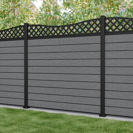 Fusion Low Wave Fence Panel - Mid Grey - with our aluminium posts