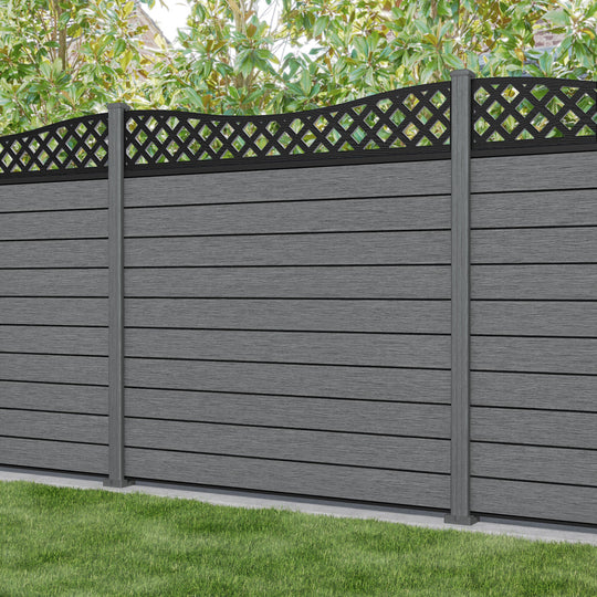 Fusion Low Wave Fence Panel - Mid Grey - with our composite posts