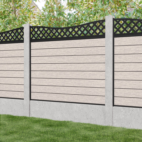 Fusion Low Wave Curved Top Fence Panel - Mid Stone - for existing concrete posts