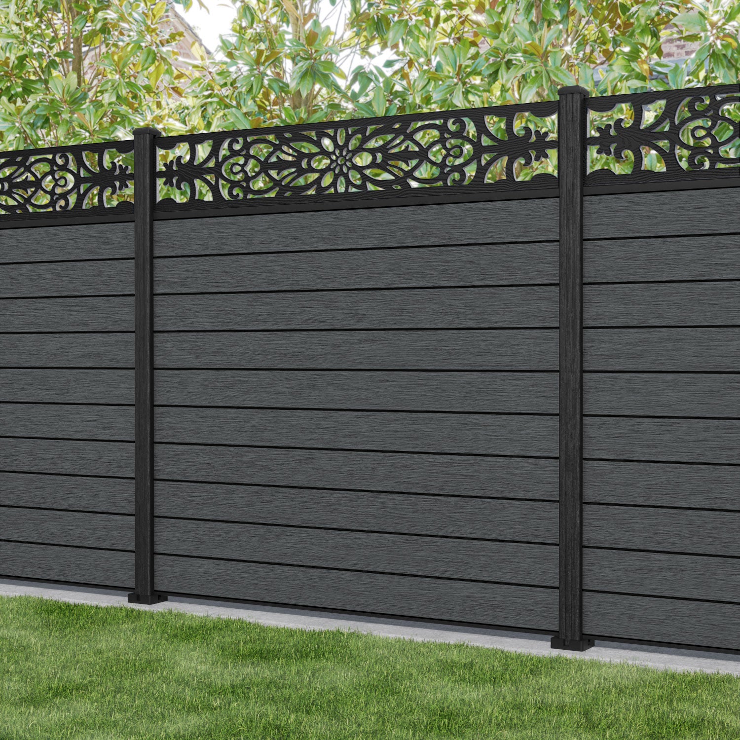 Fusion Windsor Fence Panel - Dark Grey - with our composite posts
