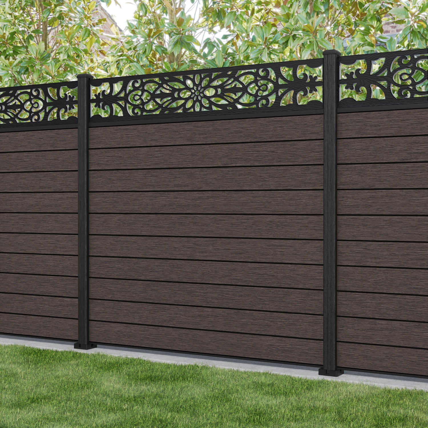 Fusion Windsor Fence Panel - Mid Brown - with our composite posts