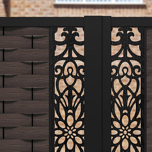 Ripple Windsor Straight Top Driveway Gate - Mid Brown - Middle & End Screen