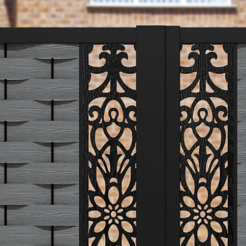 Ripple Windsor Straight Top Driveway Gate - Mid Grey - Middle & End Screen