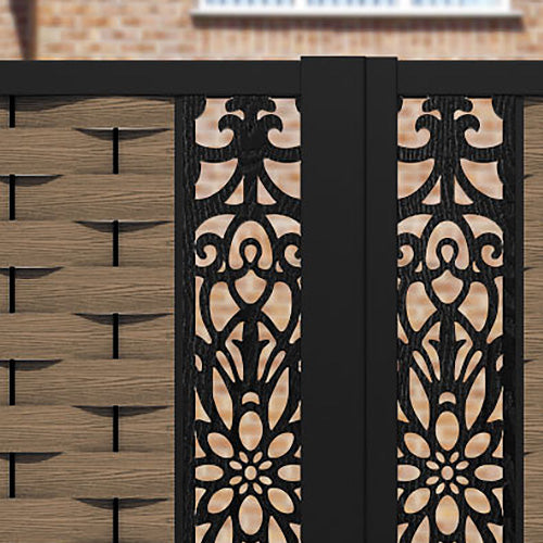 Ripple Windsor Straight Top Driveway Gate - Teak - Middle Screen