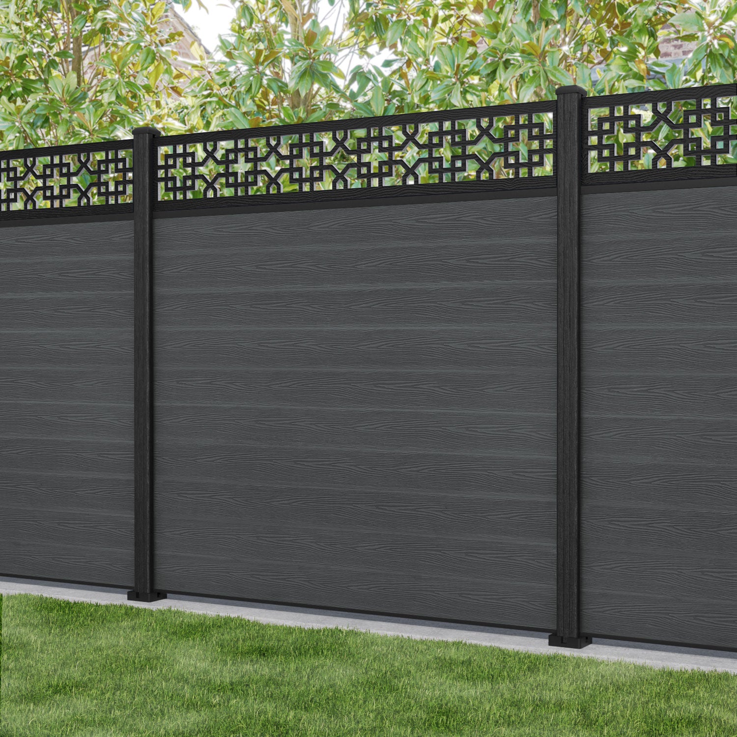 Classic Zaria Fence Panel - Dark Grey - with our composite posts