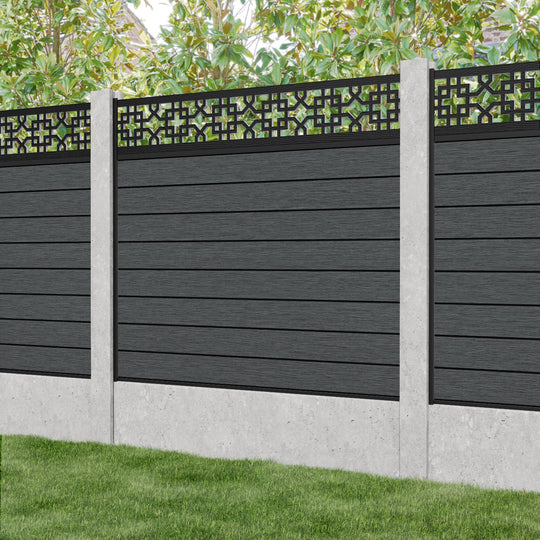 Fusion Zaria Fence Panel - Dark Grey - for existing concrete posts