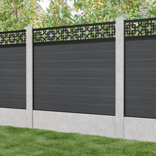 Classic Zaria Fence Panel - Dark Grey - for existing concrete posts