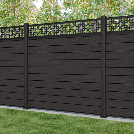 Fusion Zaria Fence Panel - Dark Oak - with our composite posts