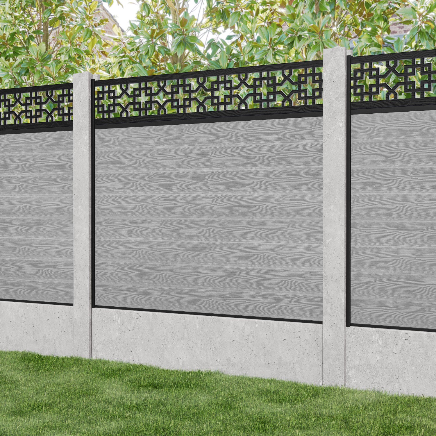 Classic Zaria Fence Panel - Light Grey - for existing concrete posts