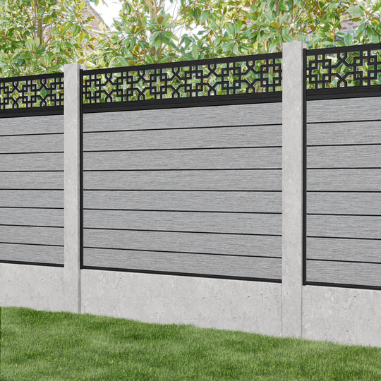Fusion Zaria Fence Panel - Light Grey - for existing concrete posts