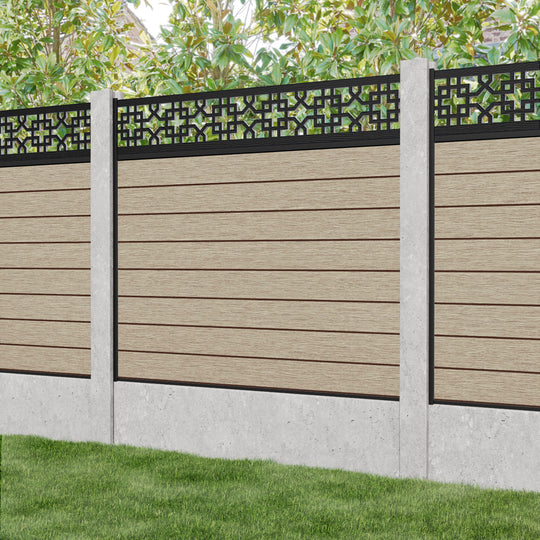 Fusion Zaria Fence Panel - Light Oak - for existing concrete posts