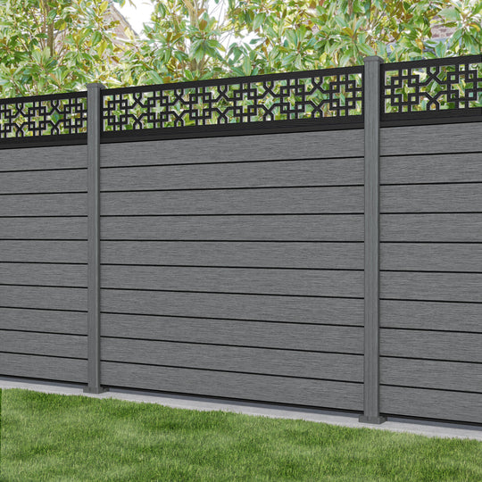 Fusion Zaria Fence Panel - Mid Grey - with our composite posts