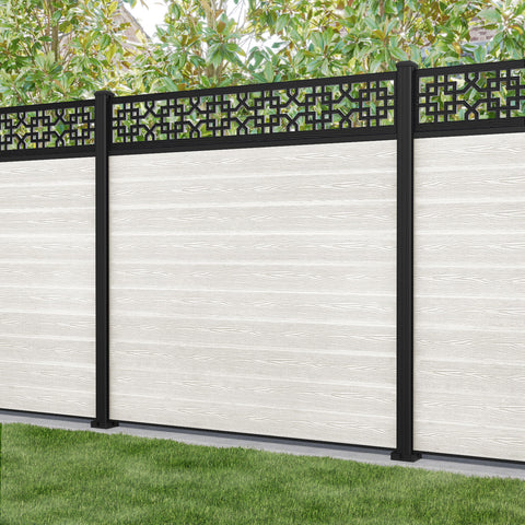 Classic Zaria Fence Panel - Light Stone - with our aluminium posts
