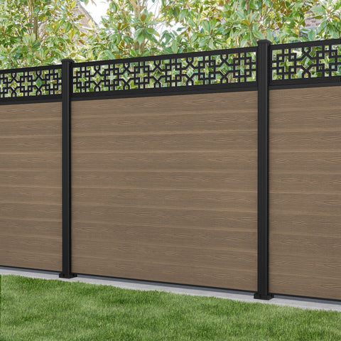 Classic Zaria Fence Panel - Teak - with our aluminium posts