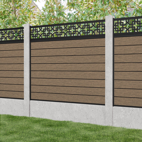 Fusion Zaria Fence Panel - Teak - for existing concrete posts