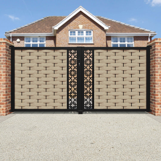 Ripple Zaria Straight Top Driveway Gate - Light Oak - Middle Screen
