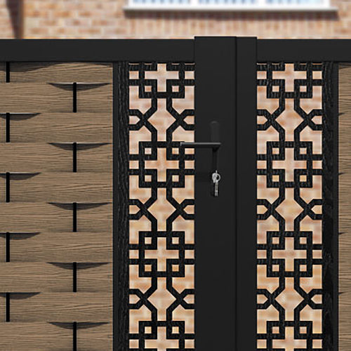 Ripple Zaria Straight Top Driveway Gate - Teak - Middle Screen