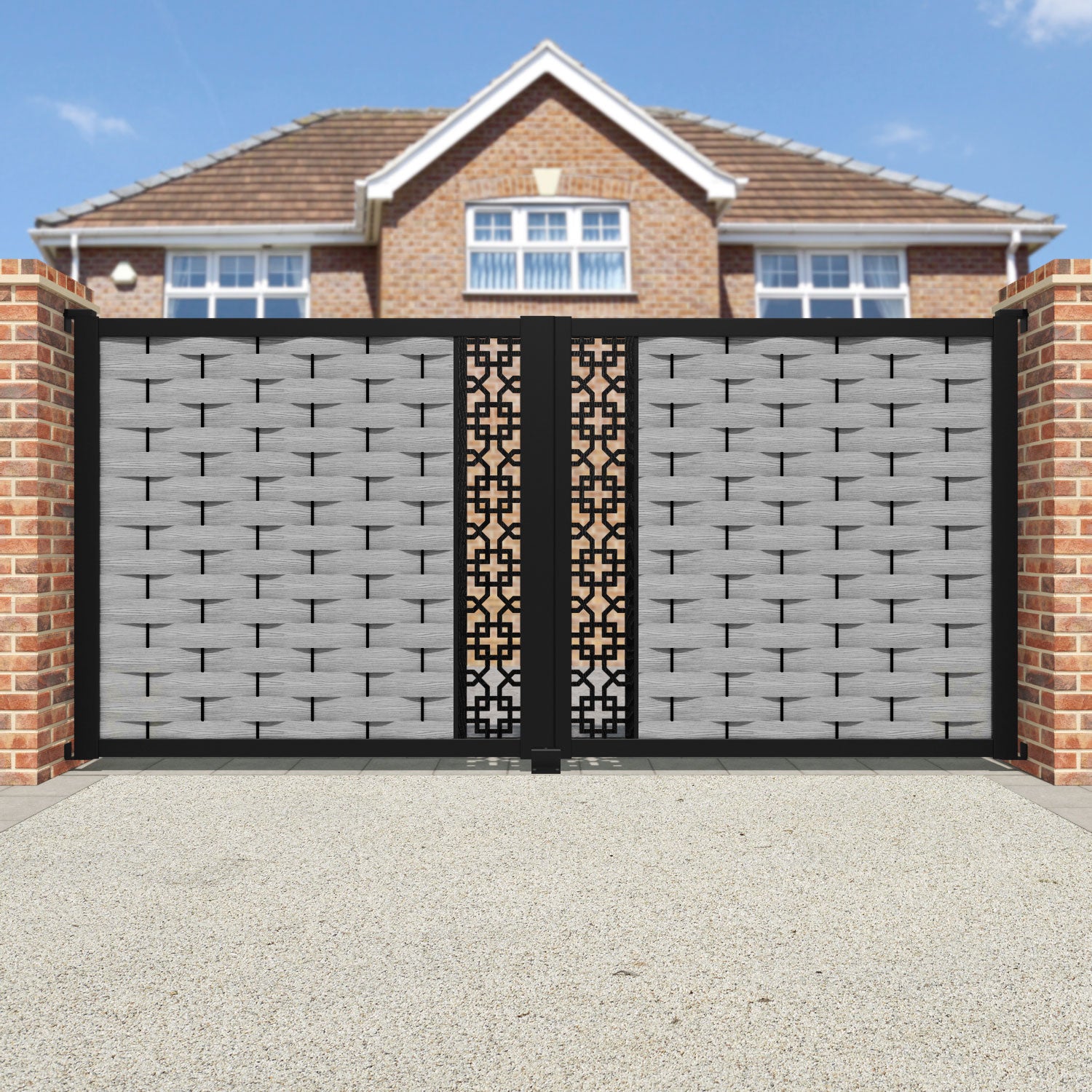 Ripple Zaria Straight Top Driveway Gate - Light Grey - Middle Screen