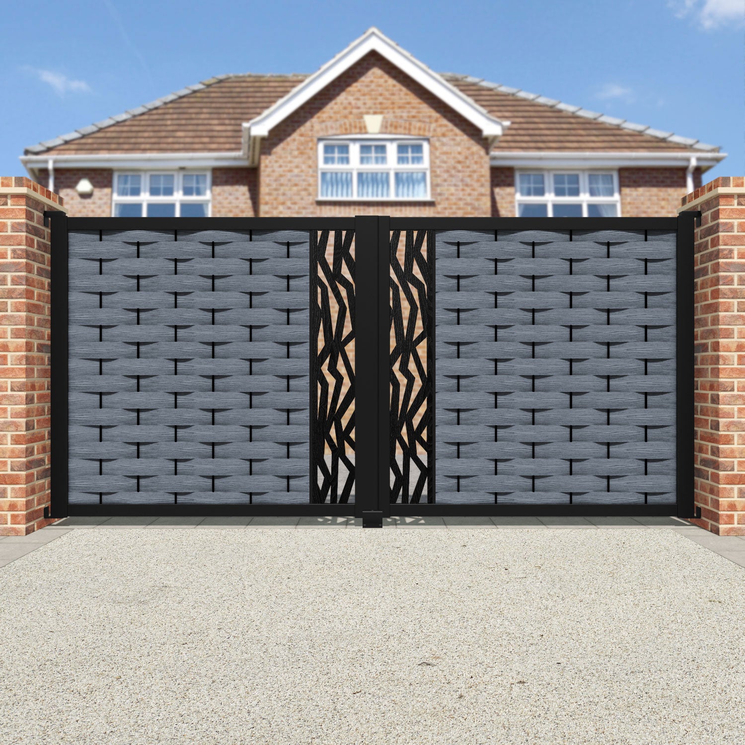 Ripple Zenith Straight Top Driveway Gate - Anthracite - Middle Screen