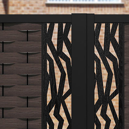 Ripple Zenith Straight Top Driveway Gate - Mid Brown - Middle & End Screen