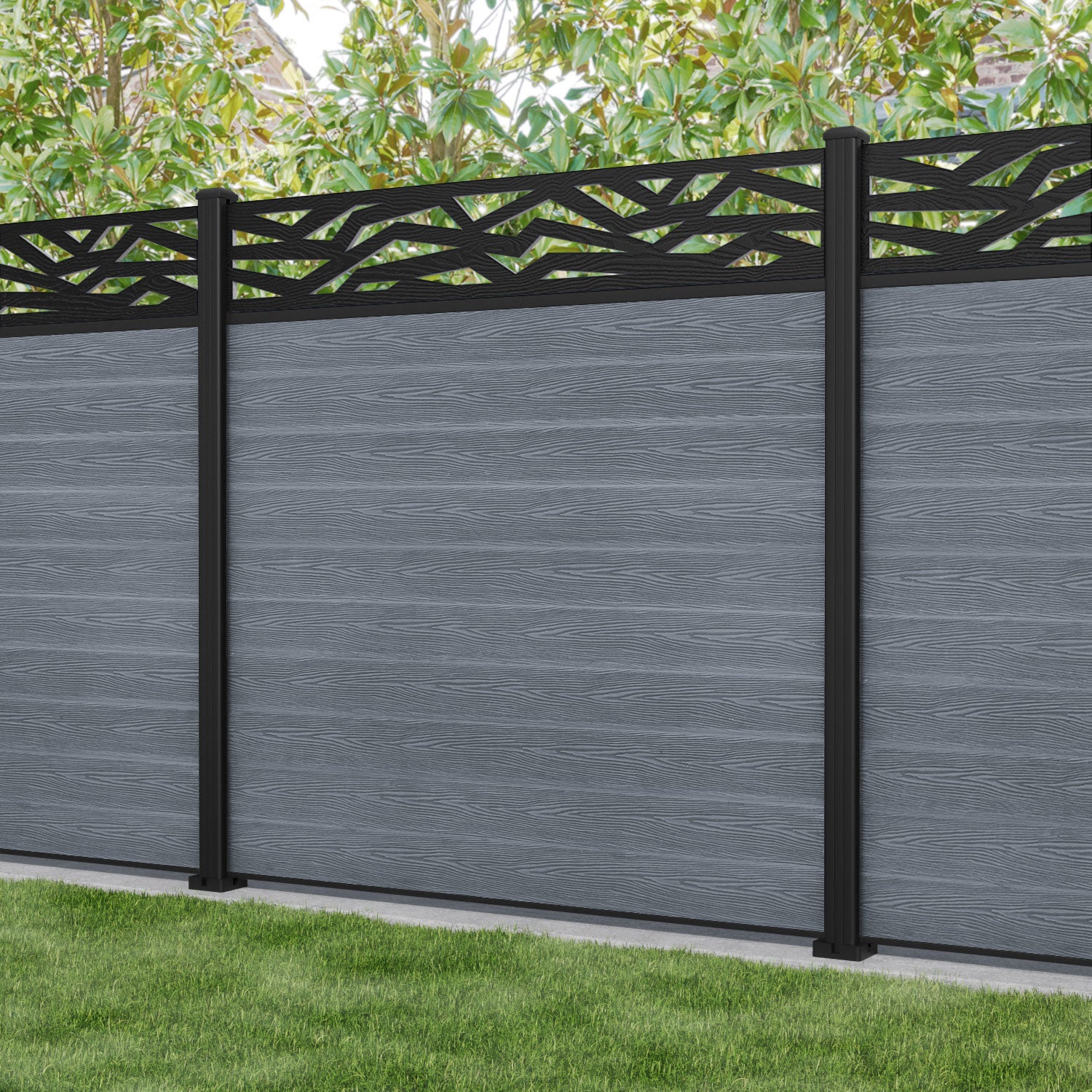 Classic Zenith Fence Panel - Anthracite - with our aluminium posts