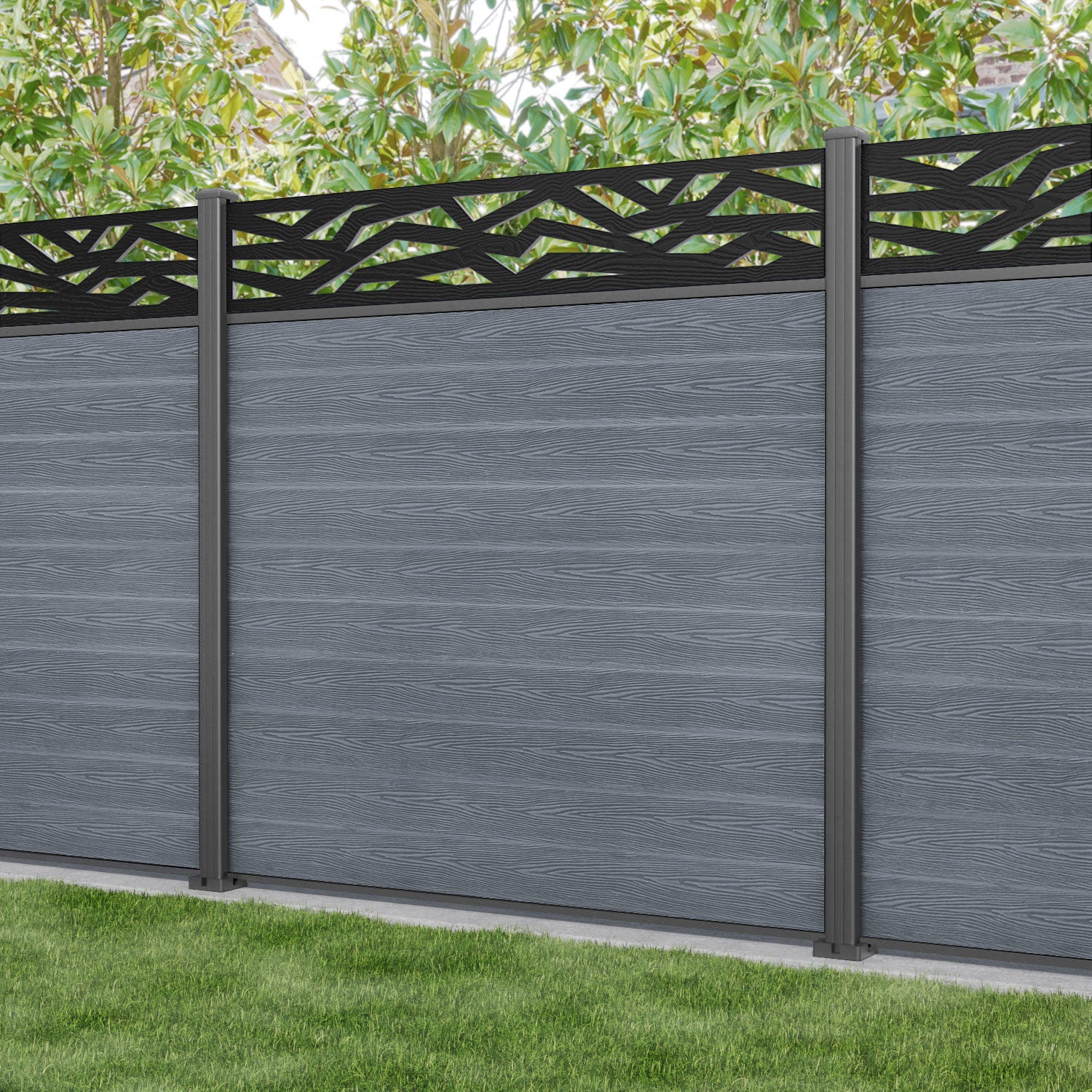 Classic Zenith Fence Panel - Anthracite - with our aluminium posts